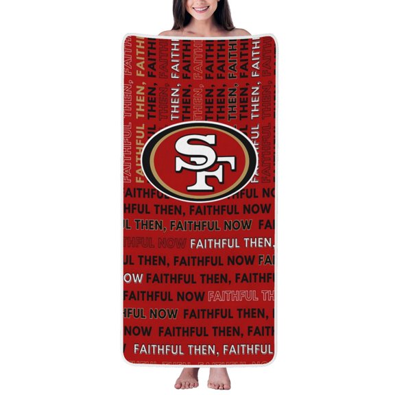 San_Francisco Team Coral Fleece Bath Towel, Customized Quick Dry Absorbent Bath Towel for Football Fans, Suitable for Swimming, Bathing, Traveling, Suitable for Kids and Adults 27x55in