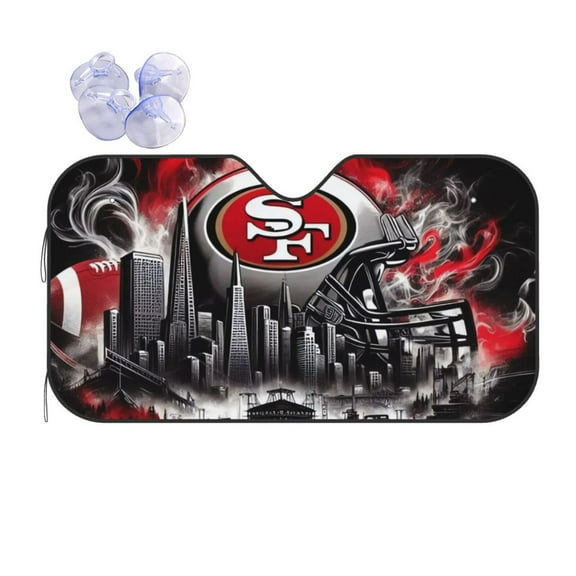 San_Francisco Team Custom Car Windshield Sun Visor With Suction Cup Anti-Ultraviolet Sunshade Accessories Car Heat Insulation American Football Fan Gift Suitable For Most Models
