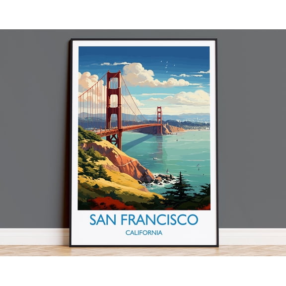 San Francisco Travel Poster, Travel Print of San Francisco, California, San Francisco Art Lovers Gift, USA Gift, Wall Art Print, 16x24 UNFRAMED