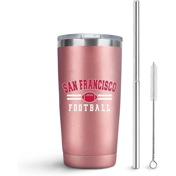 San Francisco Tumbler with Lids and Straws Insulated Stainless Steel Cup Travel Coffee Mug Football Gifts 20 Oz