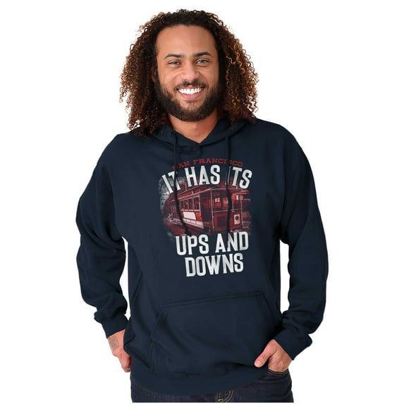San Francisco Ups Downs Trolley CA Unisex Plus Fleece Graphic Hoodie Brisco Brands 2X