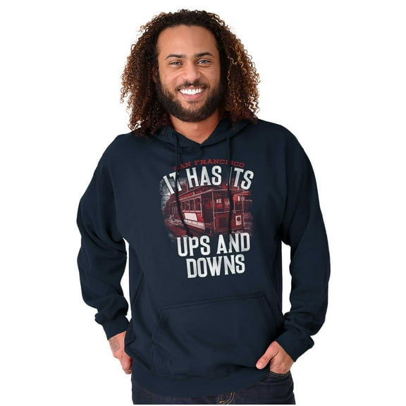 San Francisco Ups Downs Trolley CA Unisex Plus Fleece Graphic Hoodie Brisco Brands 2X