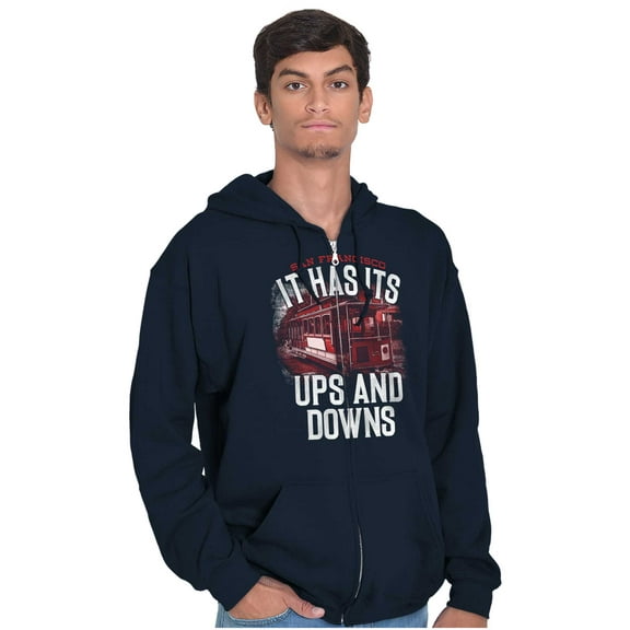 San Francisco Ups Downs Trolley CA Unisex Fleece Graphic Zip Up Hoodie Brisco Brands 2X
