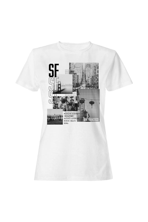 San Francisco Urban Art Collage Women's White T-shirt