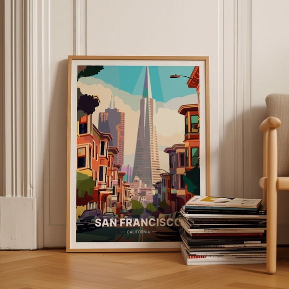 San Francisco Wall Art, California Retro Travel Poster, Us Cities Decor, Modern Home Office Decoration Wall Art, Modern Wall Decor, 16x24 UNFRAMED