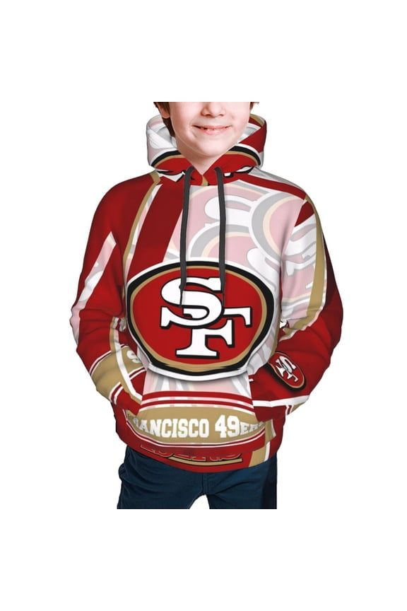 San_Francisco Youth Hoodies, Football Team Themed Fashion Sweatshirts, Fan Gifts for Bo_ys and Gi_rls, 3D Printed Comfortable Hoodies with Large Pockets, Suitable for Ki_ds Ages 7-20