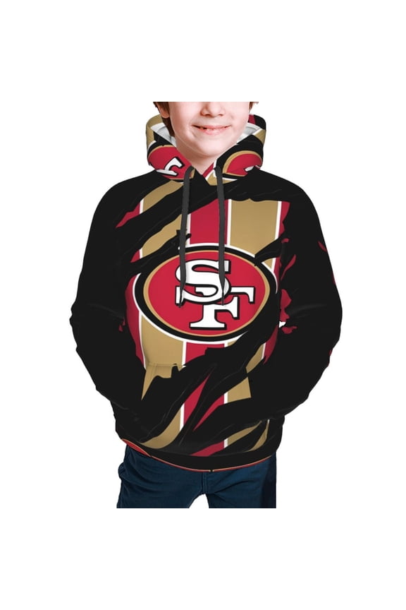 Youth Hoodies, Football Team Themed Fashion Sweatshirts, Fan Gifts for Bo_ys and Gi_rls, 3D Printed Comfortable Hoodies with Large Pockets, Suitable for Ki_ds Ages 7-20