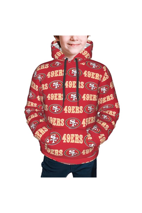San_Francisco Youth Hoodies, Football Team Themed Fashion Sweatshirts, Fan Gifts for Bo_ys and Gi_rls, 3D Printed Comfortable Hoodies with Large Pockets, Suitable for Ki_ds Ages 7-20