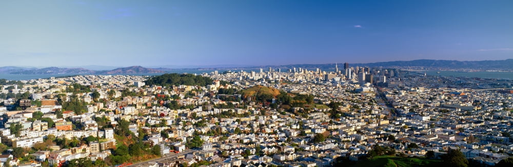 San Francisco from Twin Peaks California Canvas Art - Panoramic Images (27 x 9)