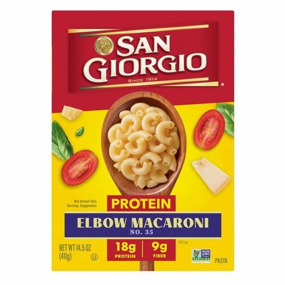 San Giorgio Elbow Pasta with Added Protein, Nourishing Comfort Food, 14 OZ, Quick & Versatile Meal Solution