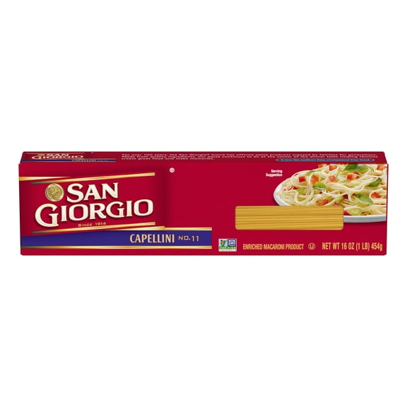 San Giorgio Capellini Pasta 16 oz Each Classic thin pasta perfect for light sauces, seafood, and Italian favorites.