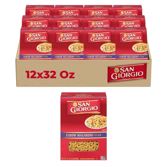 San Giorgio Elbow Macaroni Pasta – 12 Pack (32 oz Each) – Classic short-cut pasta perfect for mac & cheese, soups, pasta salads, and baked dishes