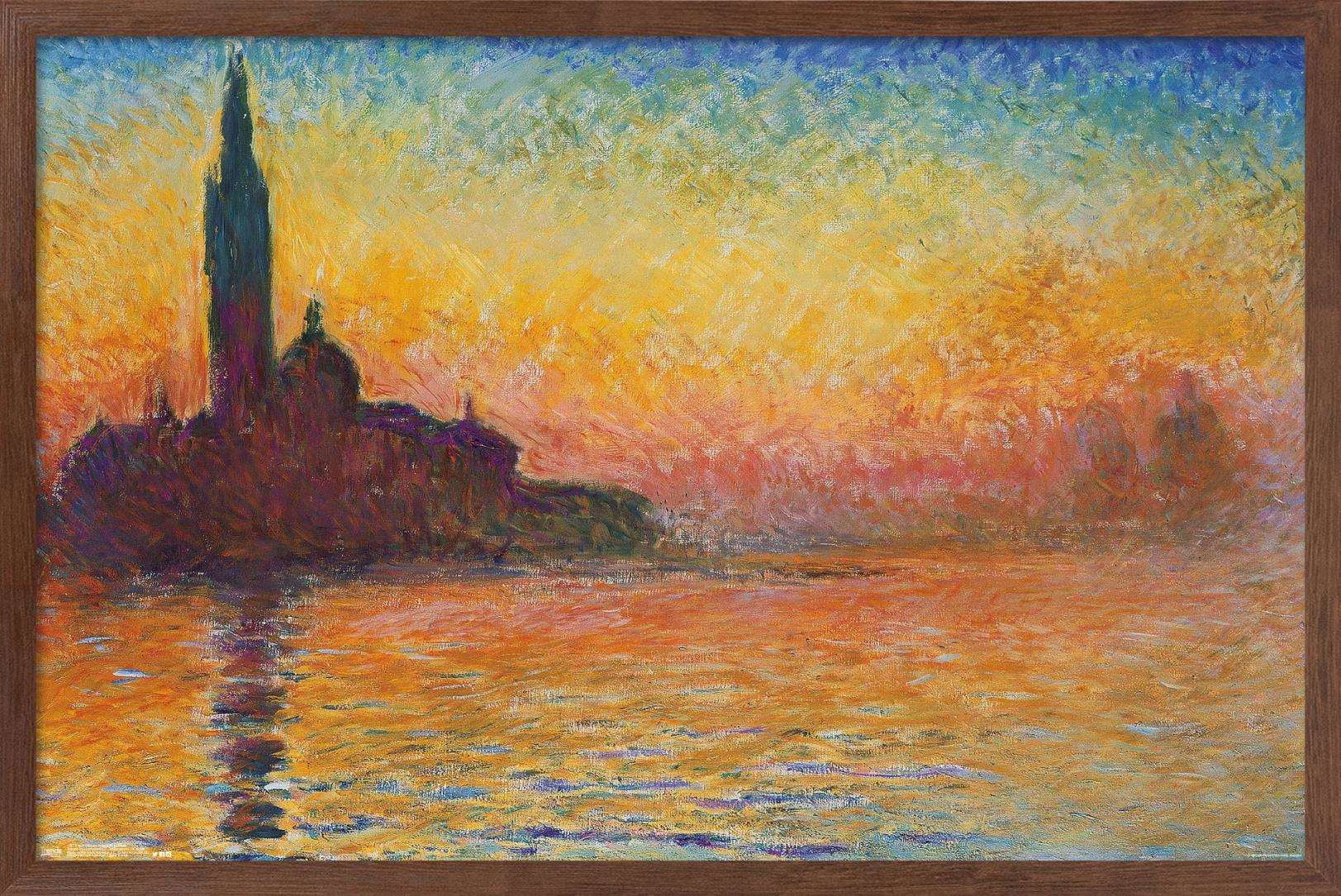 San Giorgio Maggiore At Dusk by Caude Monet Wall Poster, 14.725" x 22.375", Framed