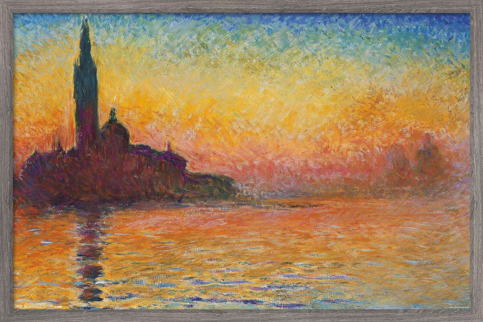 San Giorgio Maggiore At Dusk by Caude Monet Wall Poster, 14.725" x 22.375", Framed