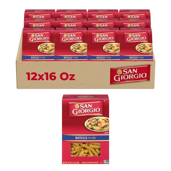 San Giorgio Rotelle Pasta, 12-Pack (16 oz Each) – Classic Wheel-Shaped Pasta for Fun & Flavorful Dishes