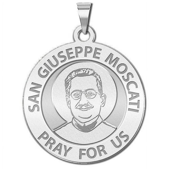 San Giuseppe Moscati Religious Medal - 2/3 Inch Size of Dime, Solid 14K White Gold