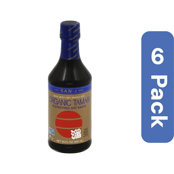 San-J Gluten-Free Organic Tamari Soy Sauce 20 oz (Pack Of 6)