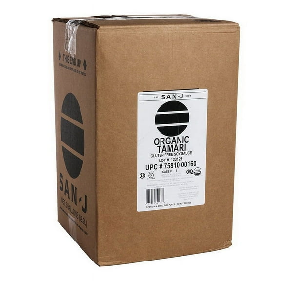 San-J International 075810-001608 San-J Organic Gluten Free Tamari Soy Sauce 5 Gallon Drum (Gold Label)