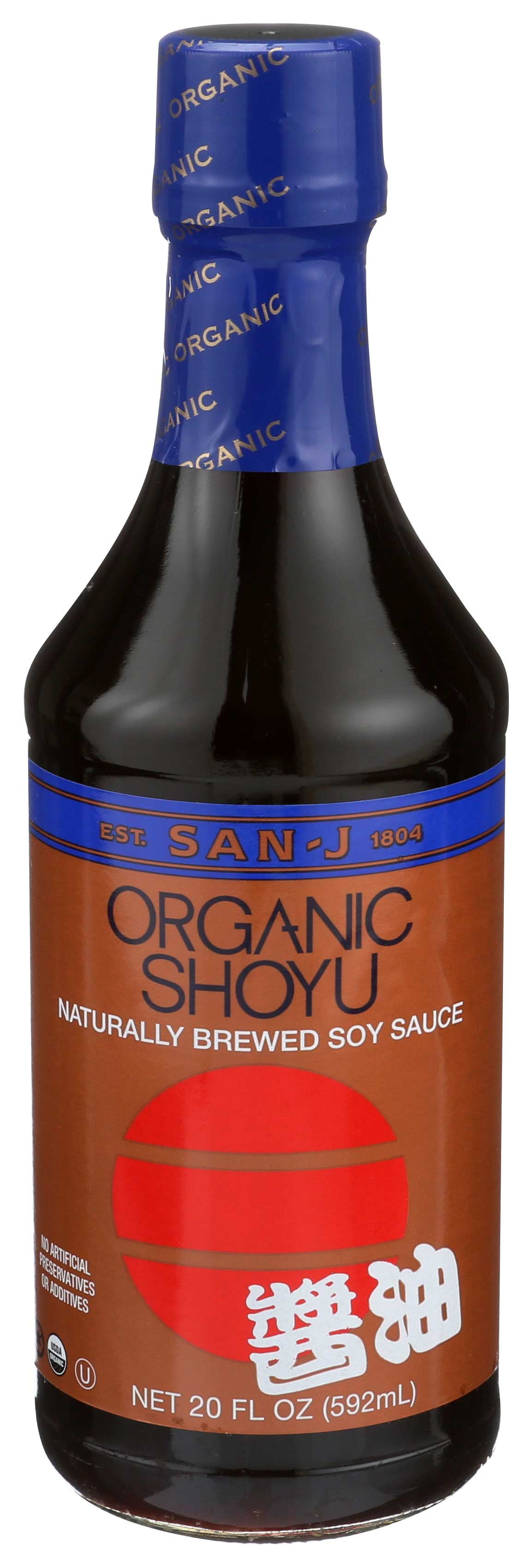 San-J Organic Authentic Shoyu Soy Sauce | Vegan, Non GMO, Kosher, FODMAP Friendly | Perfect for Dipping or as a Table Condiment | 20 Fl Oz (Pack of 6)