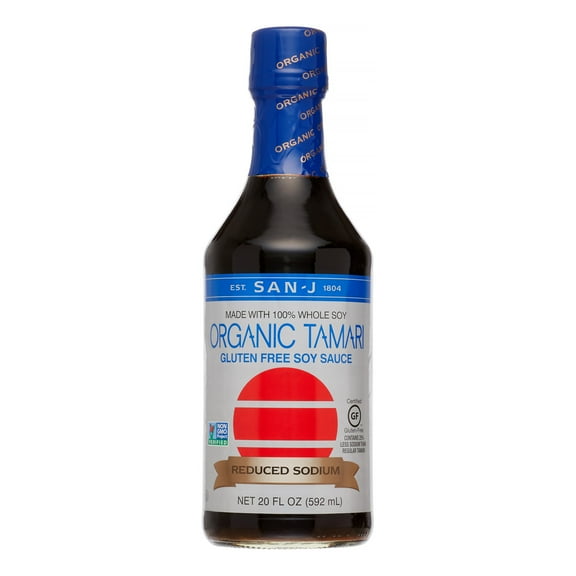 San-J Organic Tamari Gluten Free Soy Sauce, Reduced Sodium, 20 Fl Oz