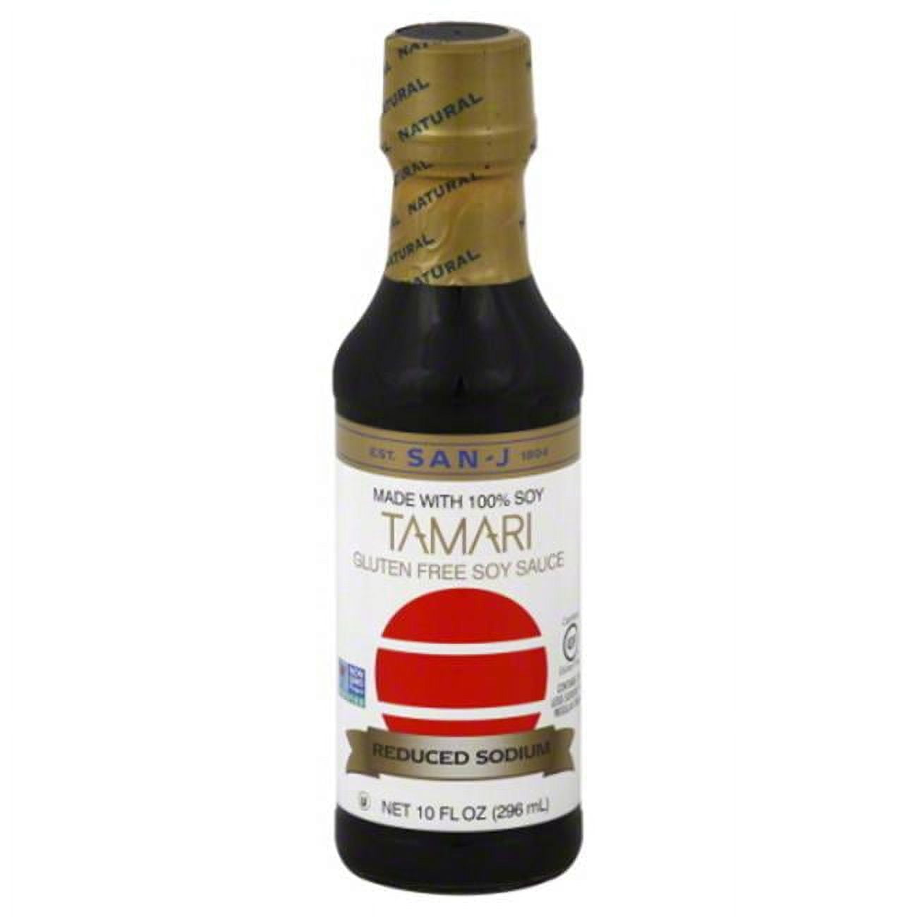 San-J SAUCE SOY TAMARI RDCD SALT-10 OZ - Pack of 6 - Gluten Free Soy Sauce with 28% Less Sodium