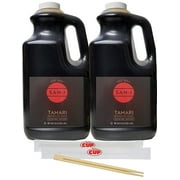 San-J Tamari Brewed Soy Sauce, Gluten-Free, Non-GMO, 64 fl oz (pack of 2) with By The Cup Chopsticks
