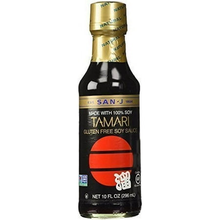 San-J Tamari Gluten Free Soy Sauce, Non GMO Black Label, 10 Ounce (2 Pack)