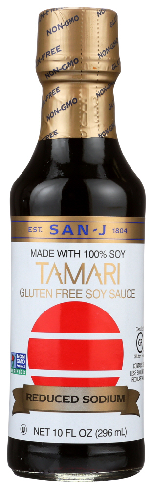 San-J Tamari Gluten Free Soy Sauce Reduced Sodium, 10.0 FL OZ - image 1 of 3
