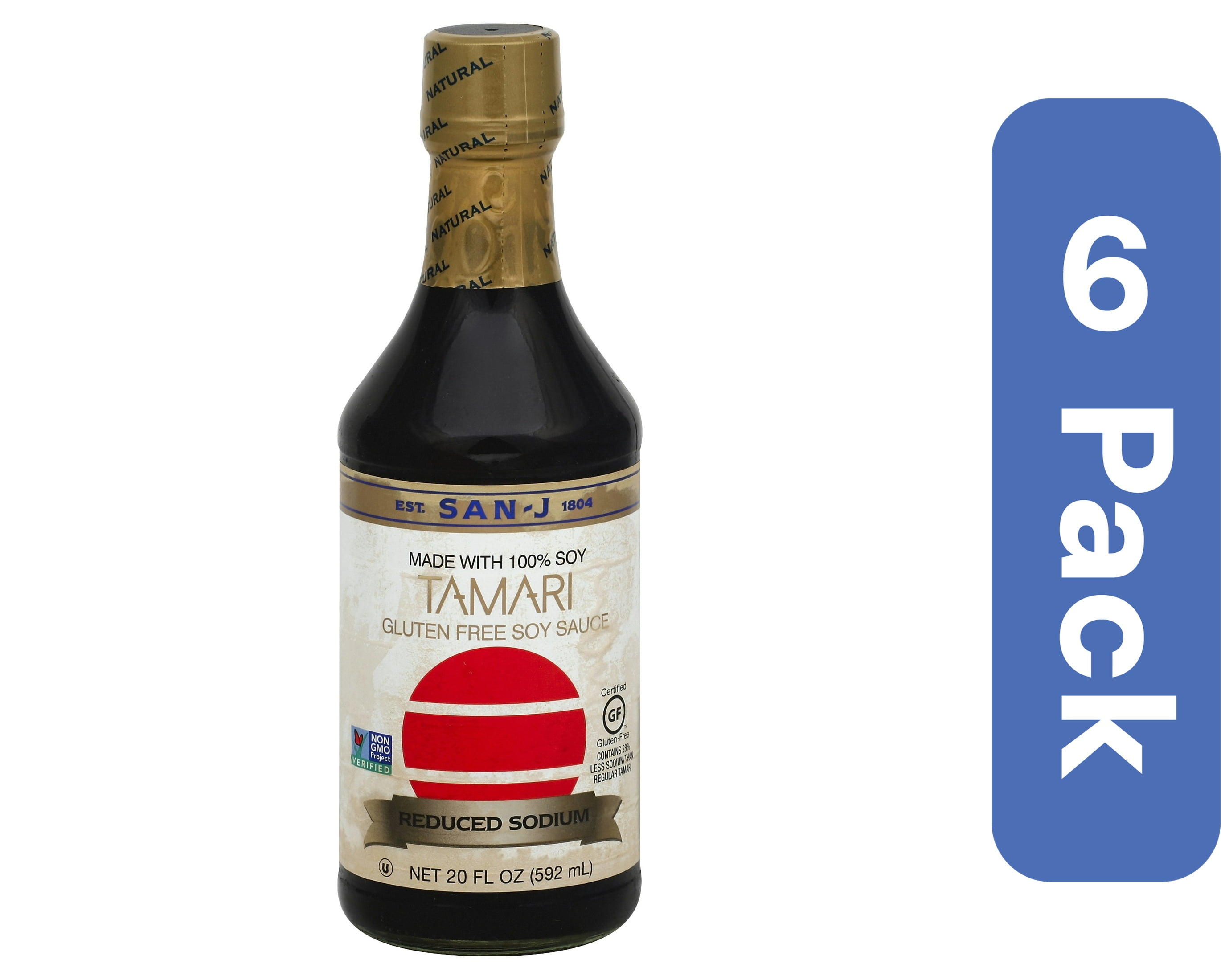 San-J Tamari Soy Sauce Less Sodium 20 oz (Pack Of 6)