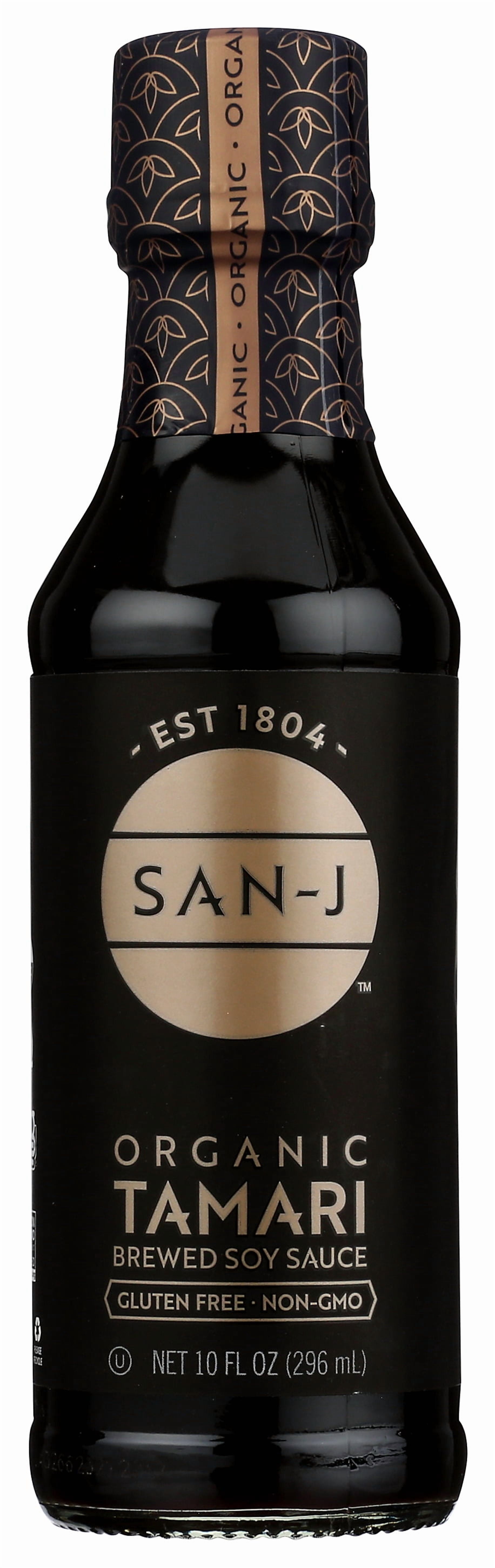 San J Tamari Soy Sauce Organic, 10 Fl oz, in a Glass Bottle