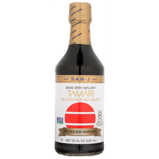 San J Tamari Soy Sauce Reduced Sodium, 20 Fl Oz