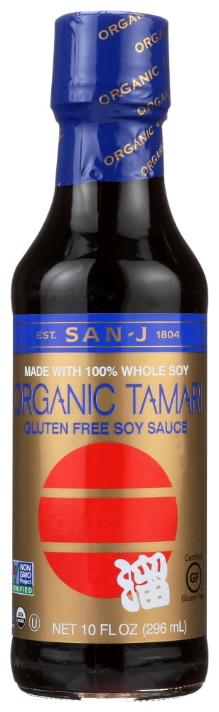 San J Tamari Soy Sauce Organic, 10 Fl oz, in a Glass Bottle