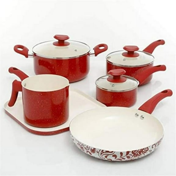San Jacinto Aluminum Cookware Set - Red Speckled - Set of 9