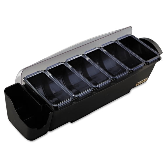 San Jamar The Dome Bar Garnish & Straw/Stick Dispenser 8-Comp 3qt Black/Clear BD4006S