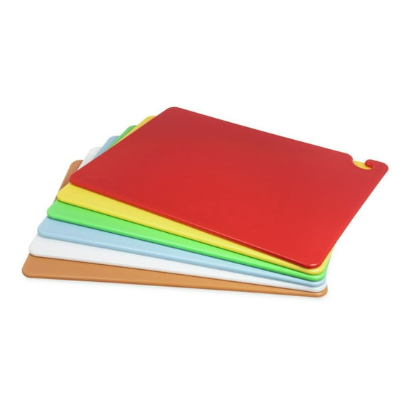San Jamar CB1824KC Cut-N-Carry Color Cutting Board with Molded-In Ruler - Assorted Colors (6/Pack)