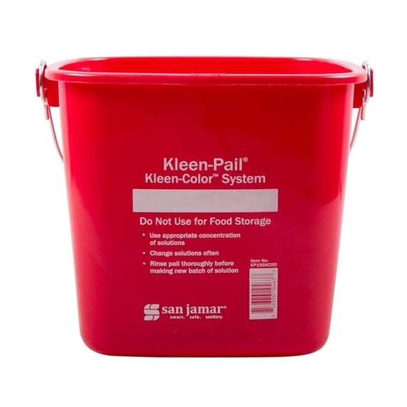 San Jamar KP196KCRD Kleen-Pail 6 Quart Red Sanitizer Pail