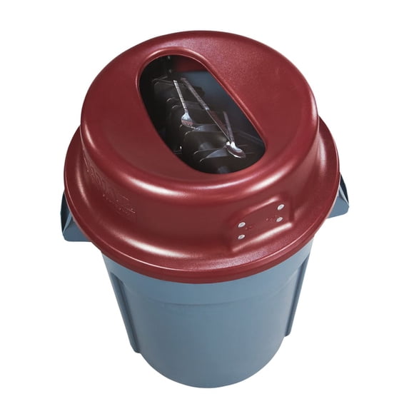San Jamar KatchAll Magnetic Flatware Retriever Trash, Round Can Lid, 55 Gallon, Burgundy