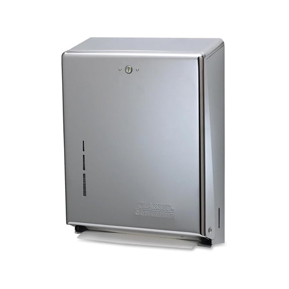 San Jamar Multifold Paper Towel Dispenser C Fold, Multifold Dispenser - 500 x Towel Multifold, 300 x Towel C Fold - 14.8" Height x 11.4" Width x 4" Depth - Stainless Steel - Chrome - Key Lock, Touch-f