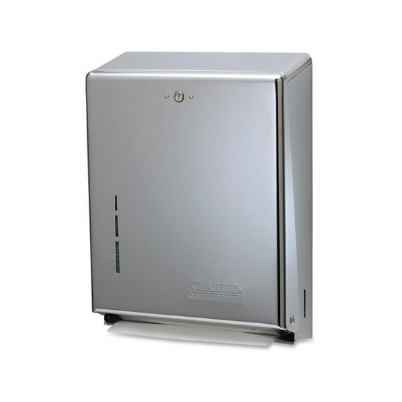 San Jamar Multifold Paper Towel Dispenser C Fold, Multifold Dispenser - 500 x Towel Multifold, 300 x Towel C Fold - 14.8" Height x 11.4" Width x 4" Depth - Stainless Steel - Chrome - Key Lock, Touch-f