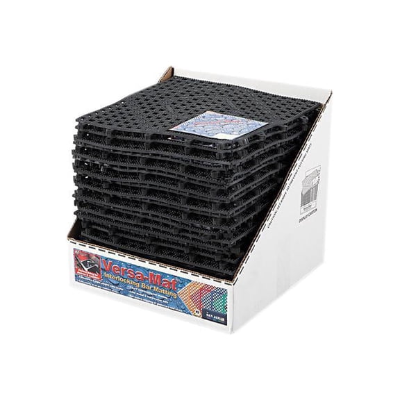 San Jamar Versa-Mat Bar-Shelf Liner, Plastic, 12w x 12d x 0.25h, Black, 24/Carton