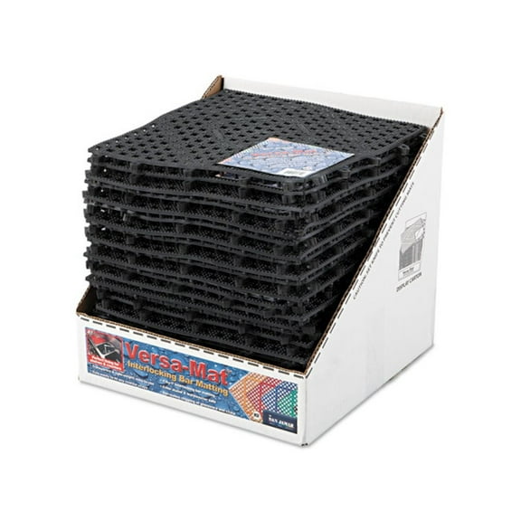San Jamar Versa-Mat Bar-Shelf Liner, Plastic, 12w x 12d x 0.25h, Black, 24/Carton