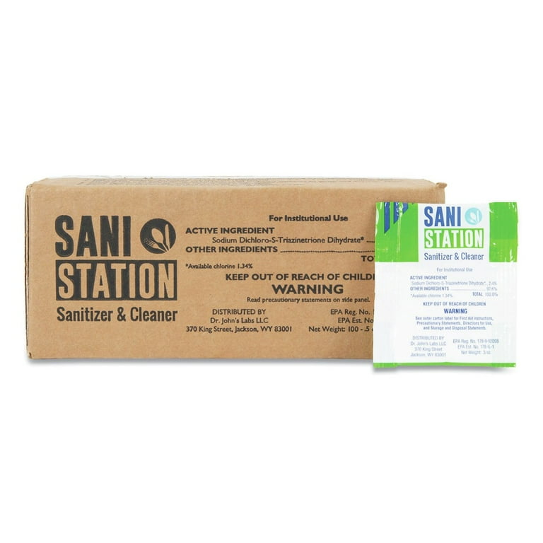 Sani Station Sanitizer and Cleaner, 0.5 oz Packets, 100/Pack Sani Station Sanitizer and Cleaner, 0.5 oz Packets, 100/Pack