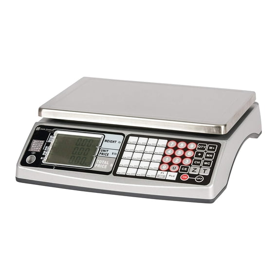 San Jamar SCDG30LFT Stainless Steel Digital Rechargeable Price Computing Scale, 40 Memories, 30 lb Capacity