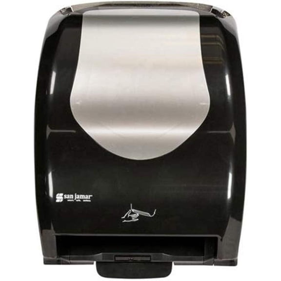 San Jamar T8370BKSS Summit Hybrid Electronic Roll Towel Dispenser, Black/Stainless Steel Hybrid Black/Silver