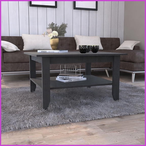 San Jose Black Wengue Coffee Table with Shelf - Space-Saving Storage & Sturdy Long-Lasting for Living Room