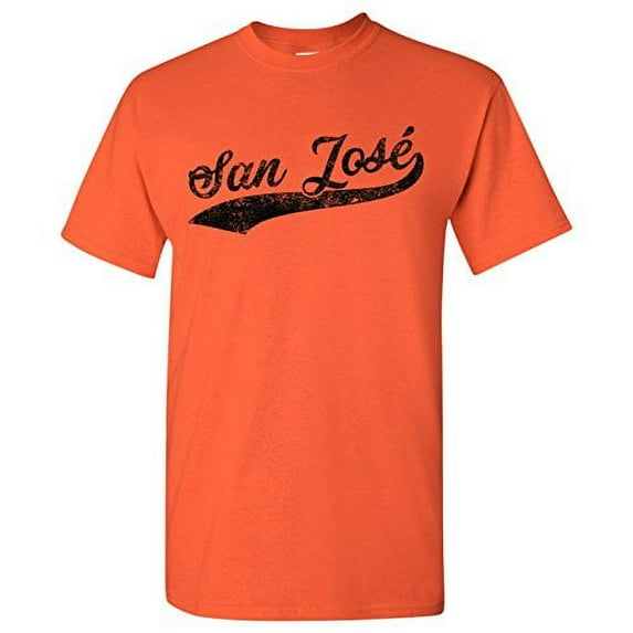 San Jose City Baseball Script Basic Cotton T-Shirt - Medium - Orange