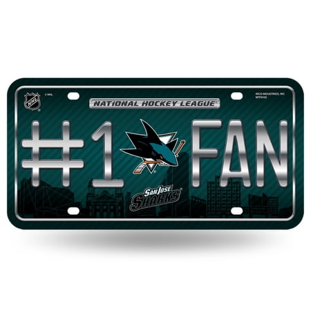 San Jose Hockey Sharks #1 Fan Metal License Plate Tag - Number One! Let's Go!!