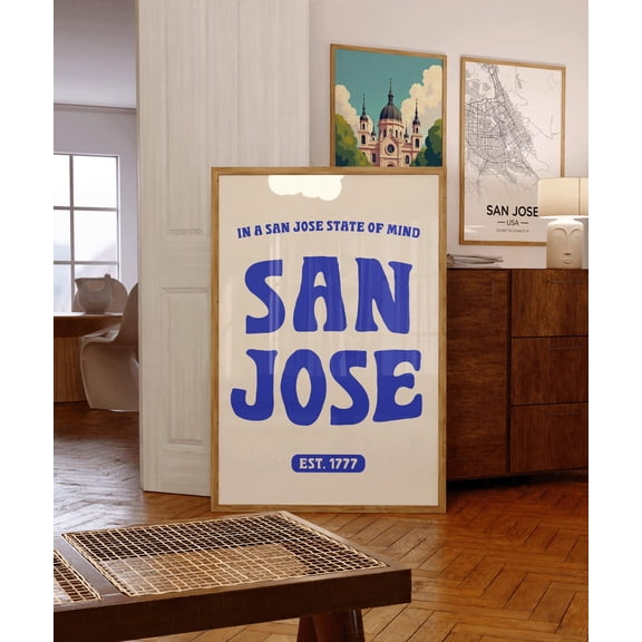 San Jose Map Print, California City Map Poster, Unframed Paper Poster 8x10in