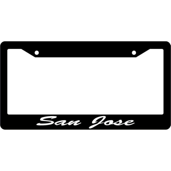San Jose Script Black Plastic License Plate Frame EBS