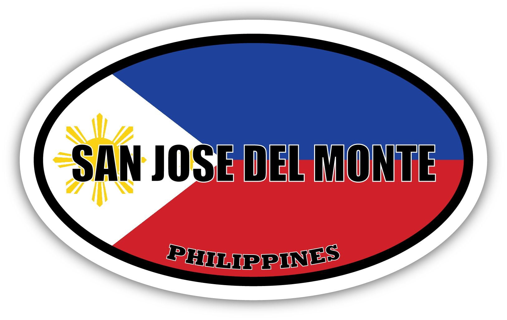 San Jose del Monte Philippines Flag Oval Decal Vinyl Bumper Sticker 3x5 ...